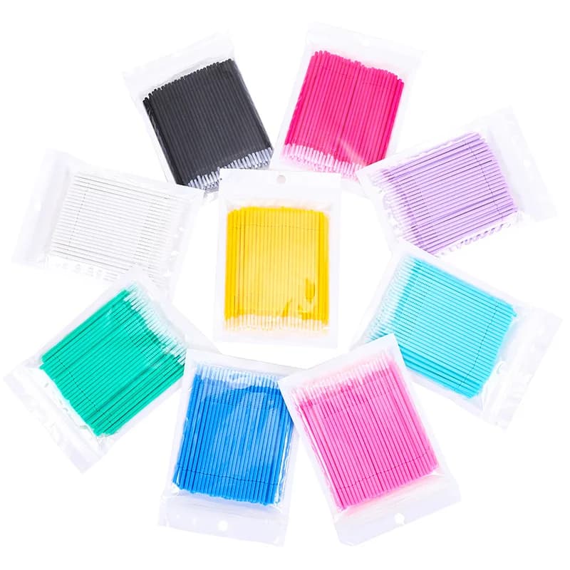 100 pcs Use And Drop Long Head Brushes Micro Eyelash Brushes Mascara Tampone Extension Eyelashes Supply Micro Applicator Bacchette