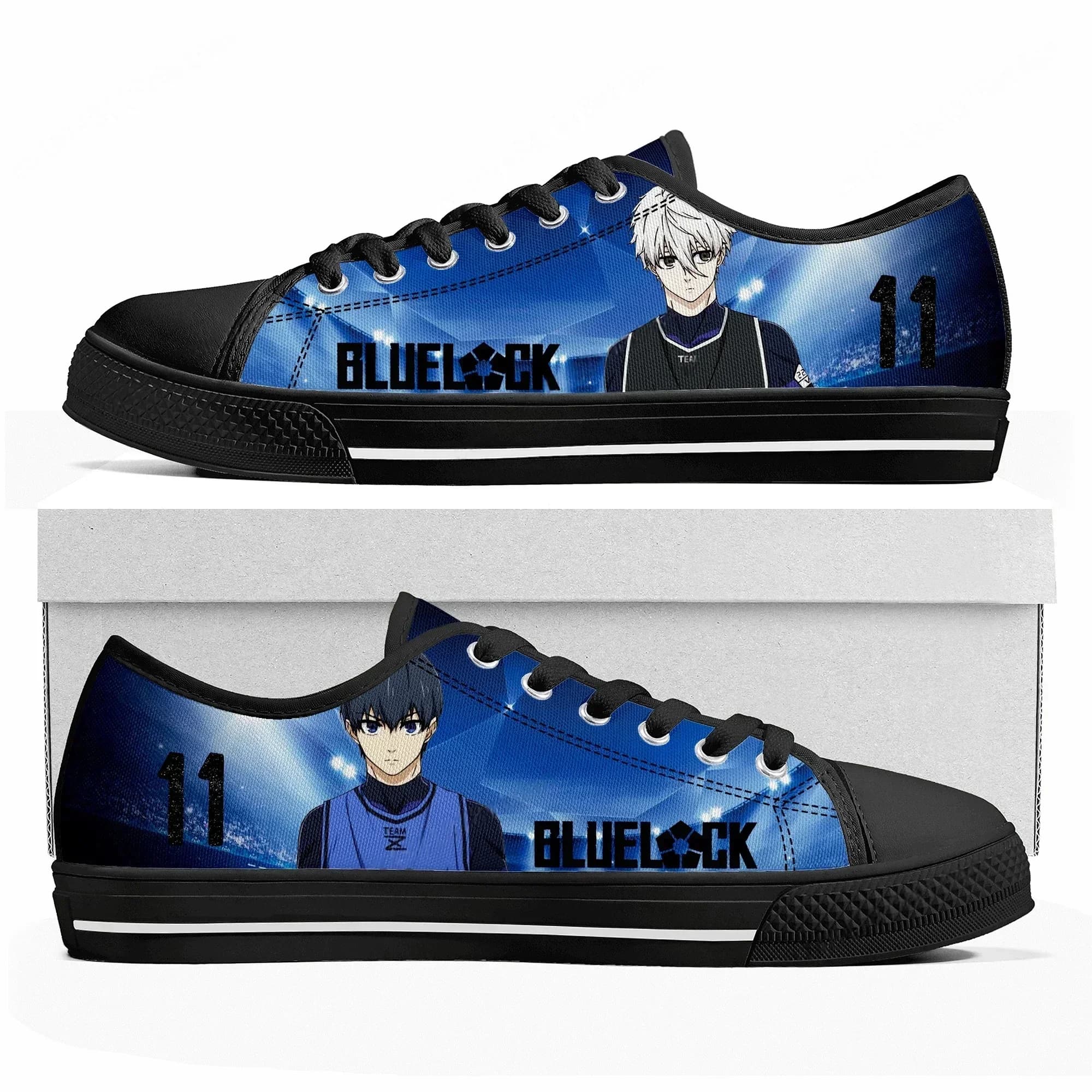 Blue Lock Low Top Sneakers Womens Mens High Quality Canvas Sneaker Casual Yoichi Isagi Anime Cartoon Customize Shoes