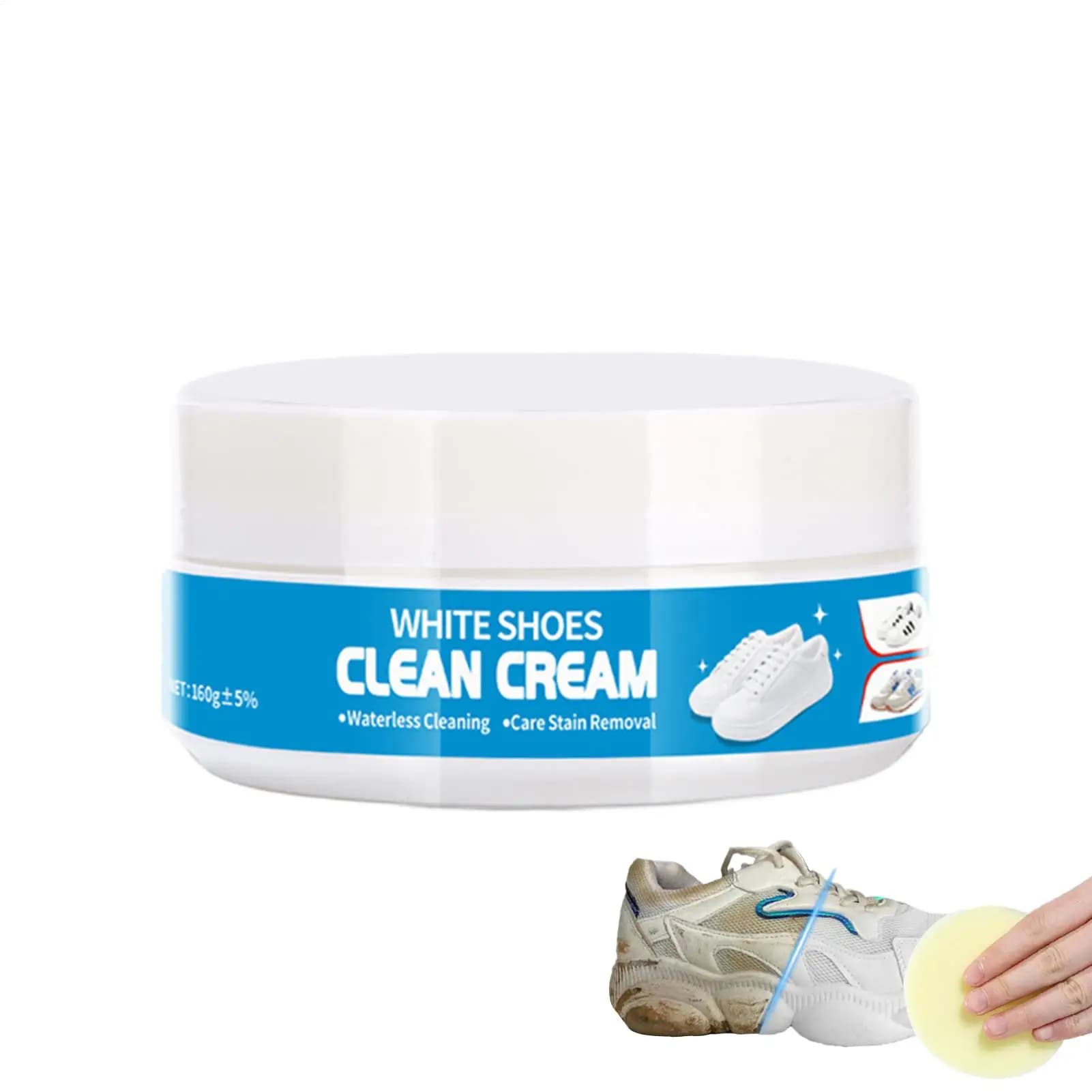 Crema detergente per scarpe bianche con spugna, kit detergente multifunzionale per la rimozione delle macchie dalle scarpe senza lavaggio, detergente speciale per scarpe per uso domestico
