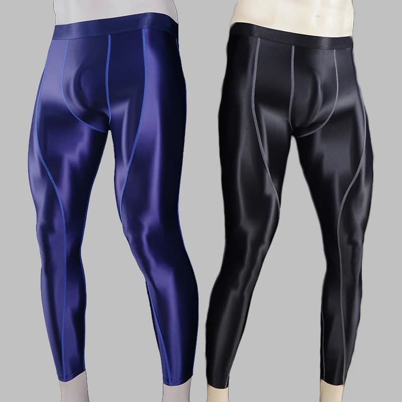 Men's glossy swimsuit Yoga pants elasticized gymnastic leggings Sexy Sport Fitness Push Up Compress Pants