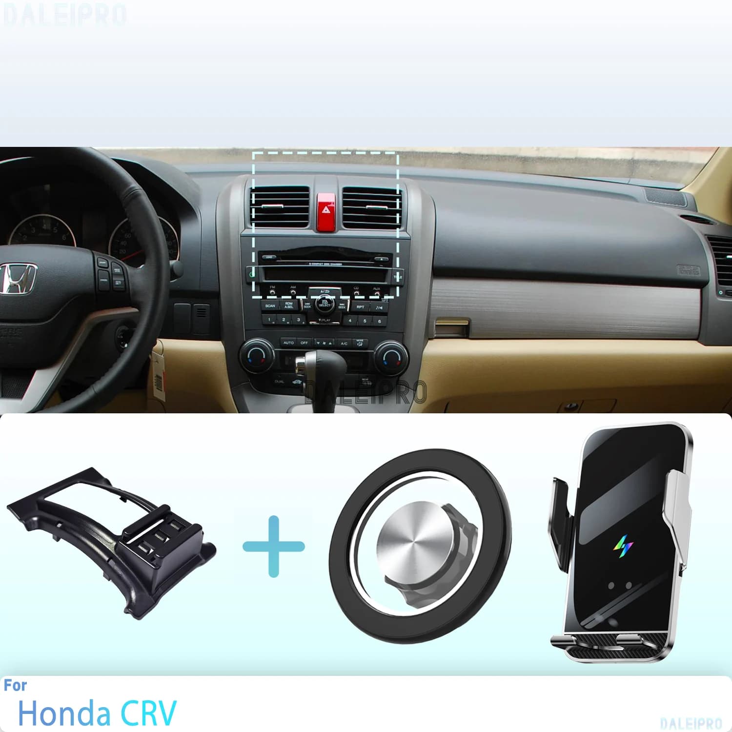 Supporto Magnetico per Telefono Auto su Misura per Honda CRV 2007-2011 con Ricarica Wireless a Rilevamento Intelligente e Sgancio Rapido Qi