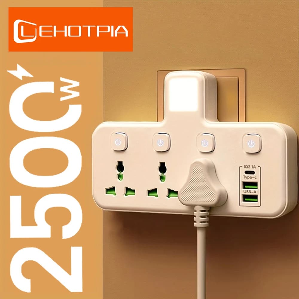 EU UK AU US Plug Presa di corrente CA Presa multipla montata a parete Filtro di rete universale Porte USB Adattatore luce interruttore separato
