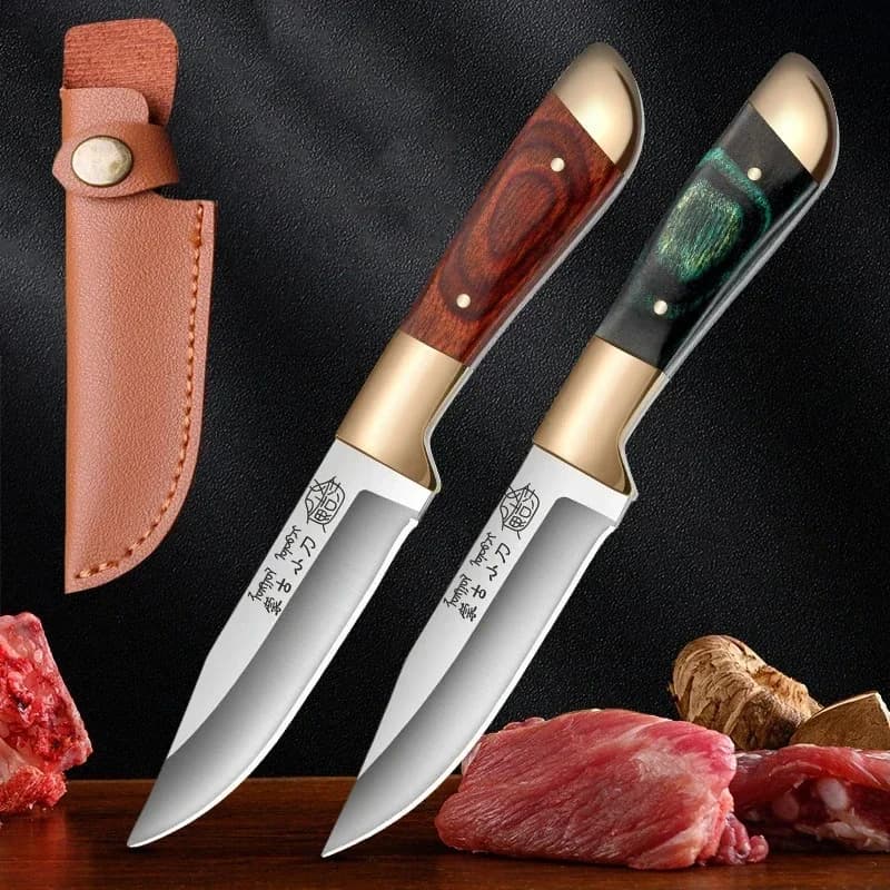 Bone knife Meat mannaia Stainless steel kitchen Mongolian hand meat knife Full lamb steak knife with lid
