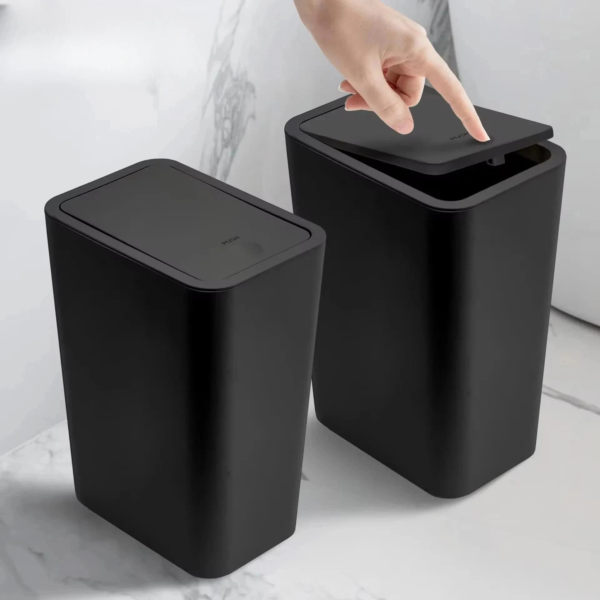 Youpin Pattumiera da bagno Pattumiera piccola da 10 litri con coperchio superiore a pressione per WC Soggiorno Cestino per rifiuti in plastica con coperchio pop-up