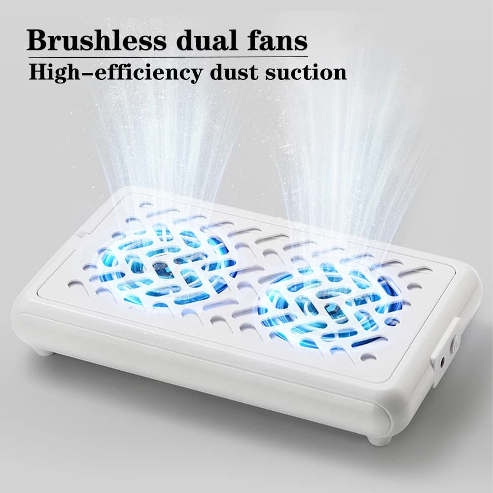 Aspiratore per Unghie Senza Spazzole con Forte Aspirazione 80W, Filtro Rimovibile e Doppia Ventola per Manicure