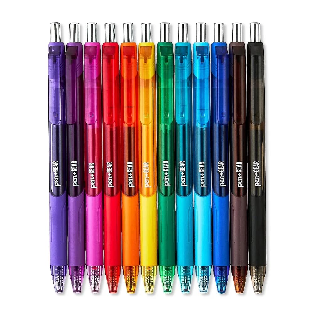 New Retractable Gel Ink Pens Fine Point 0.7mm Assorted Color Pens Set of 12 Smooth Writing Office School Supplies Stationery