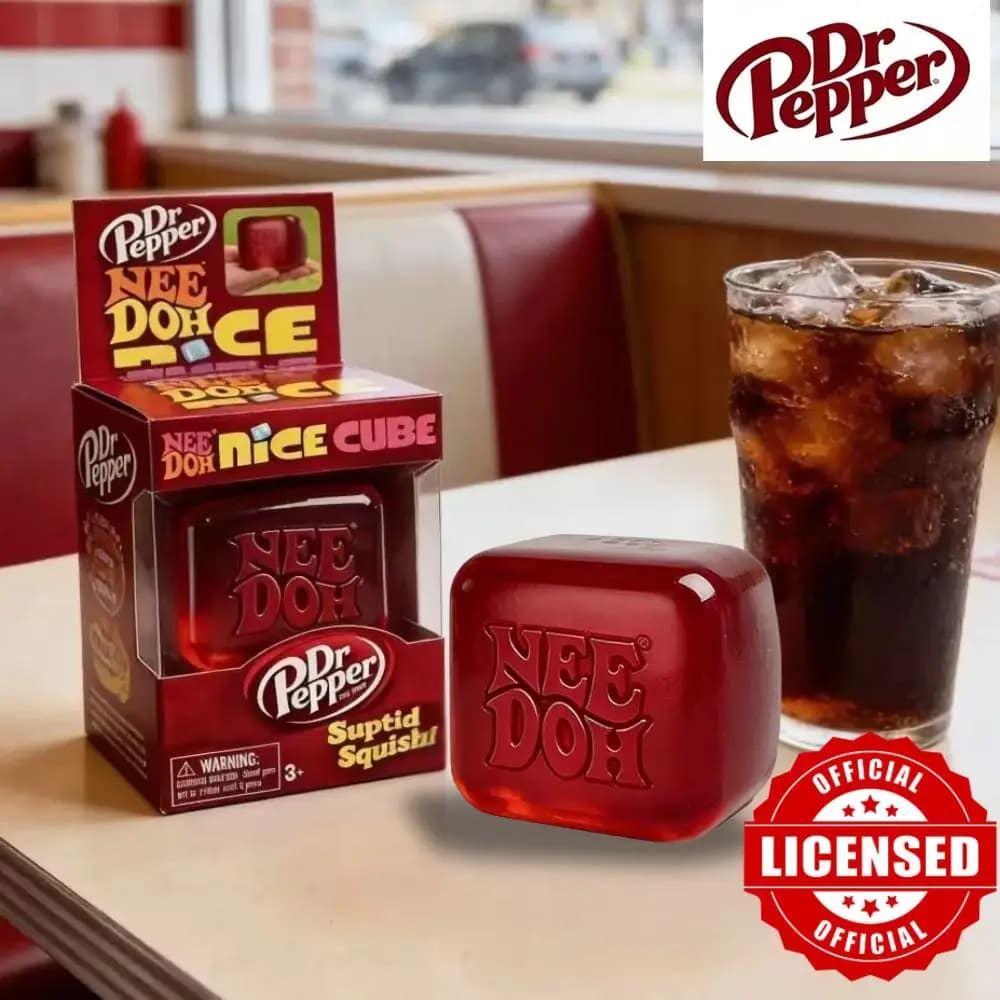 Limited Edition Dr Pepper x NeeDoh Nice Cube Squishy Toy Soft Slow Rebound Sensory Fidget Squeeze Toy Stress Anxiety Relief Gift For Adults Kids