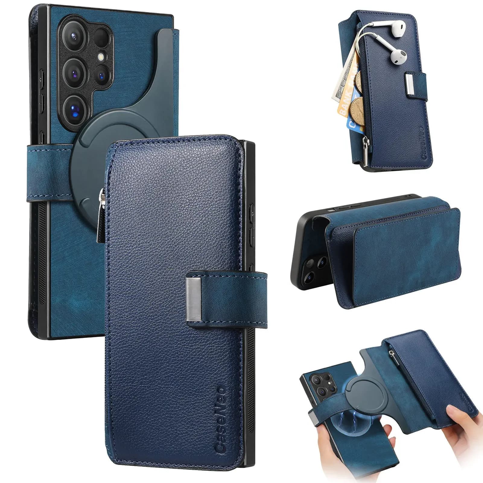 Custodia a portafoglio con copertura staccabile per VIVO Y78 Y75 Y73S Y70 Y55 Y53S Y52T Y52 Y50 2 in 1 Blocco RFID in pelle 6 carte con cerniera Funda