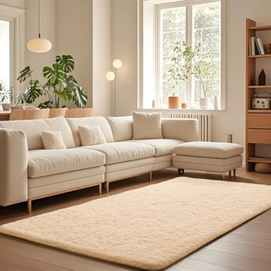 Beige carpet for living room bedroom 5x8 soft hairy carpet plush soft shaggy bedside area floor interior carpet for girls boys