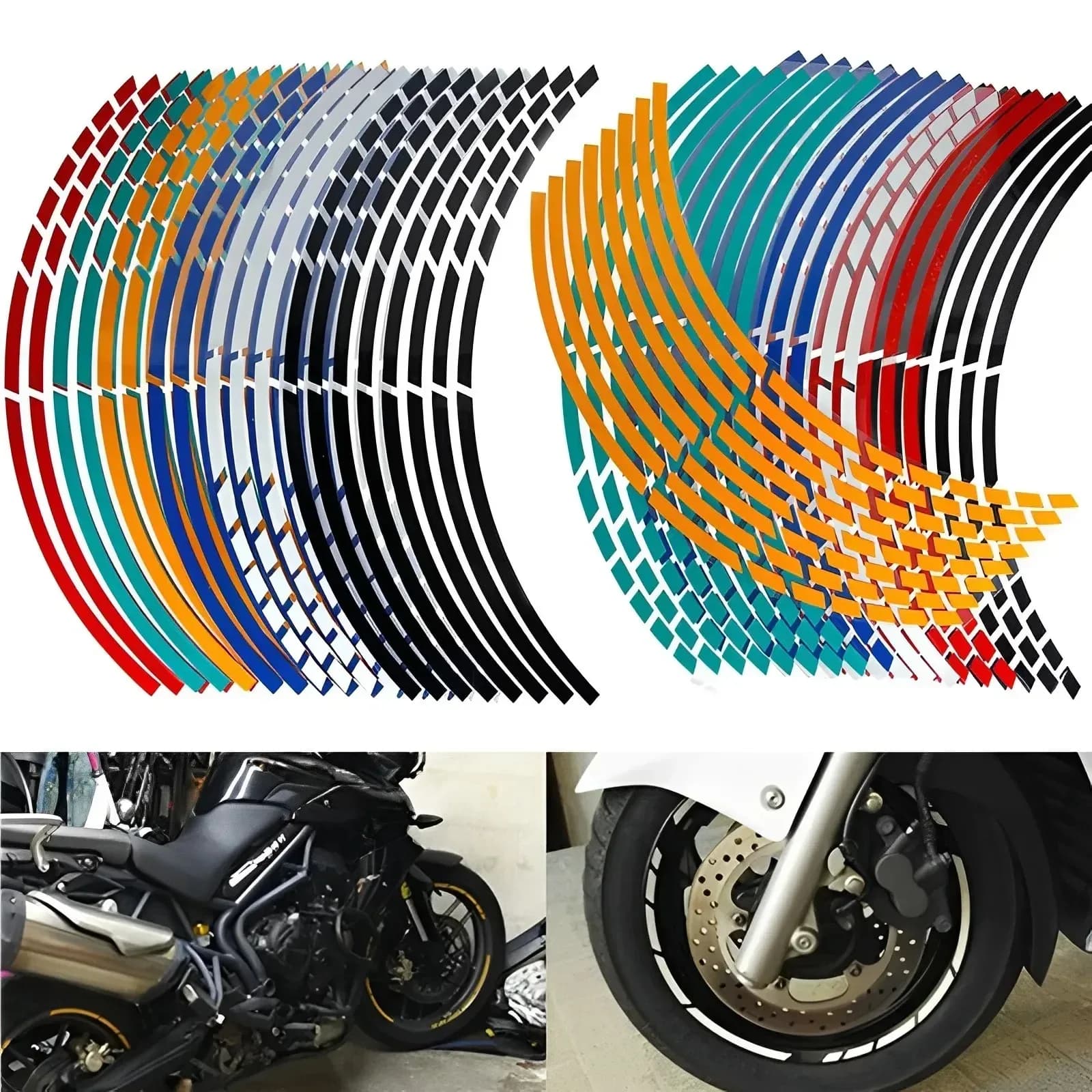 17 "18" Adesivi riflettenti per pneumatici per ruote per auto da moto Strisce riflettenti per nastri per cerchioni per decalcomanie per auto moto per Yamaha Kawasaki