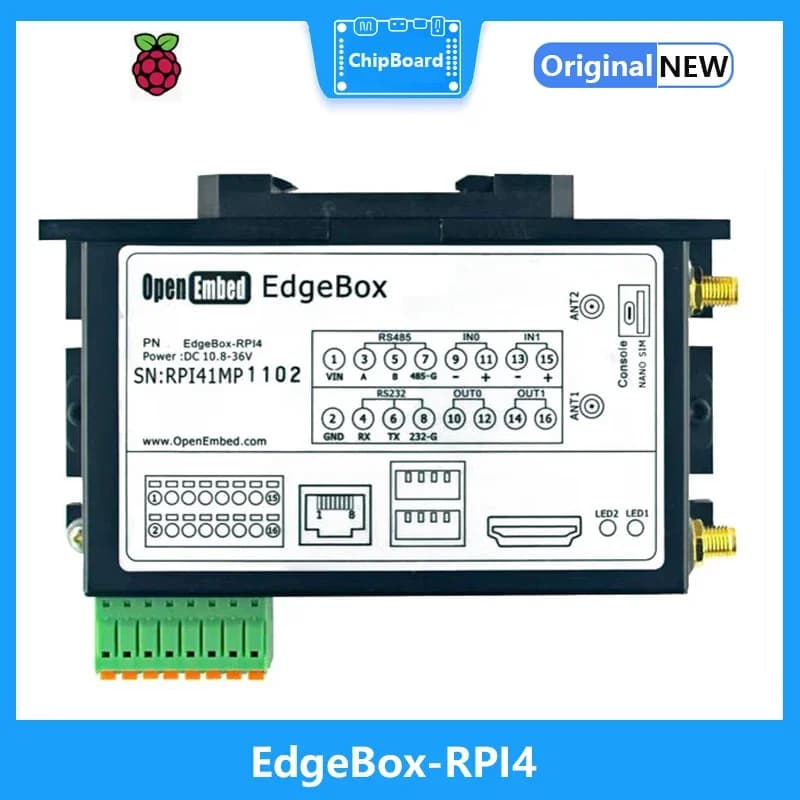 EdgeBox-RPI4 OpenEmbed Raspberry Pi 4b Gateway Lora Industrial Computer 4G Internet Linux Things Interface Man-Machine
