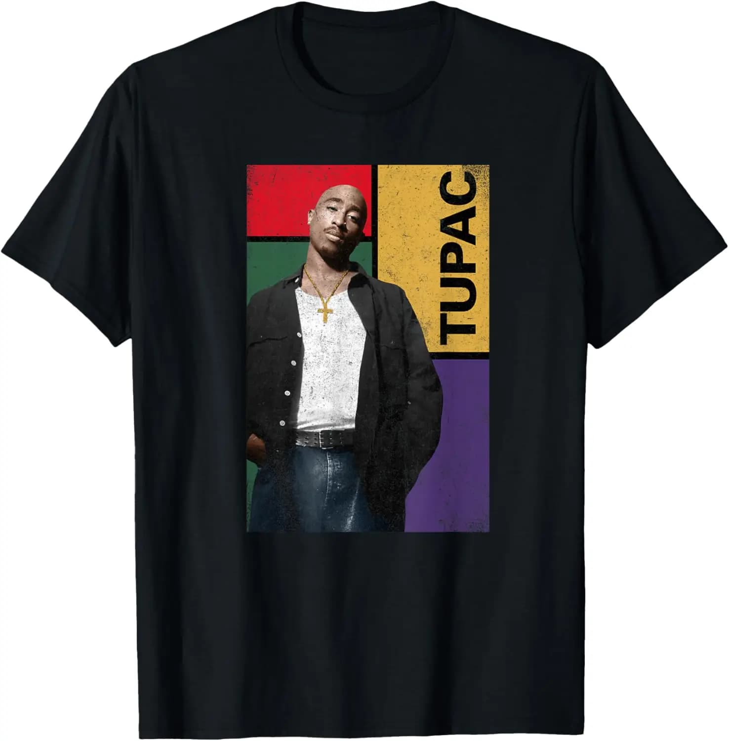 Tupac Vintage Squared T-Shirt 100% Cotton Trendy Y2K Short-Sleeve Tee – Soft, Quick-Drying, & Moisture-Wicking; Ideal Sports