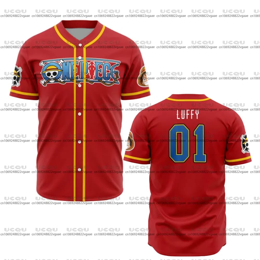 Abbigliamento da uomo per bambini Abbigliamento sportivo maschile Giappone T-shirt traspirante Adolescente Top ad asciugatura rapida Maglia da baseball in un unico pezzo Regalo Nuovo fan Rufy