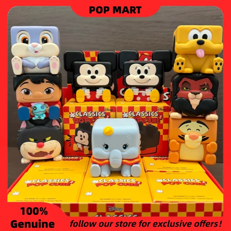Autentiche figurine collezionabili Pop Mart Disney Classic Pop Cube 123 Series Blind Box, decorazione da scrivania, regalo per fan e bambini