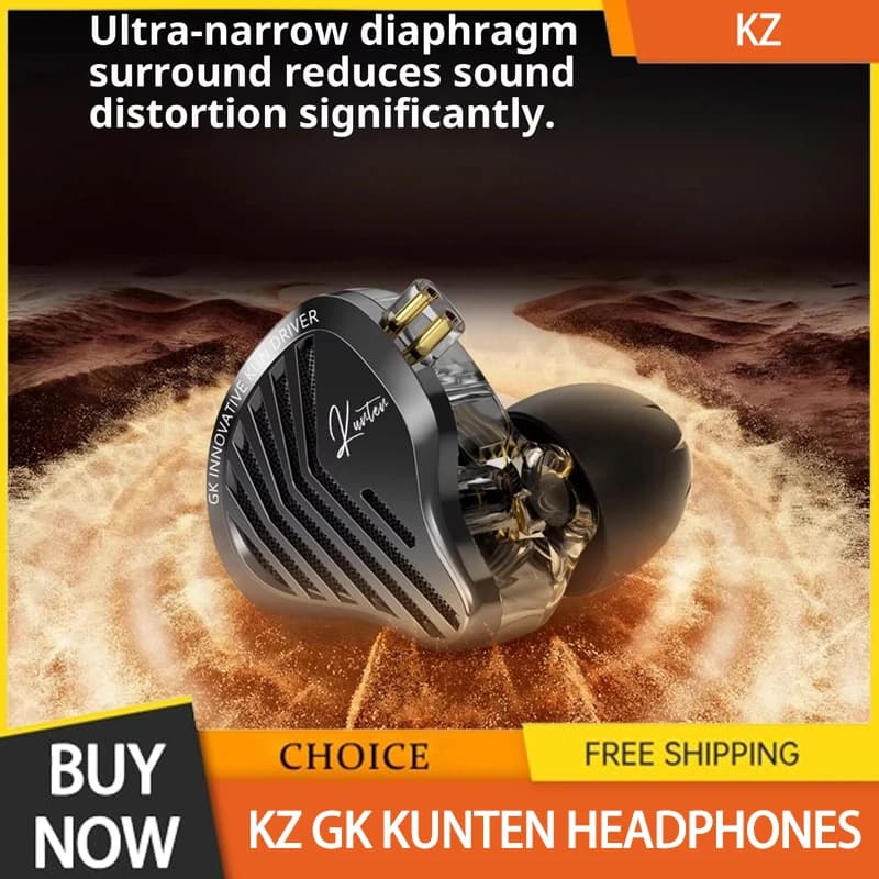 Kz Gk Kunten Dynamic Drive Hifi 2pin Headphones Heavy Low Headphones Metal Headphones Detachable Sports Headphones for Custom Players