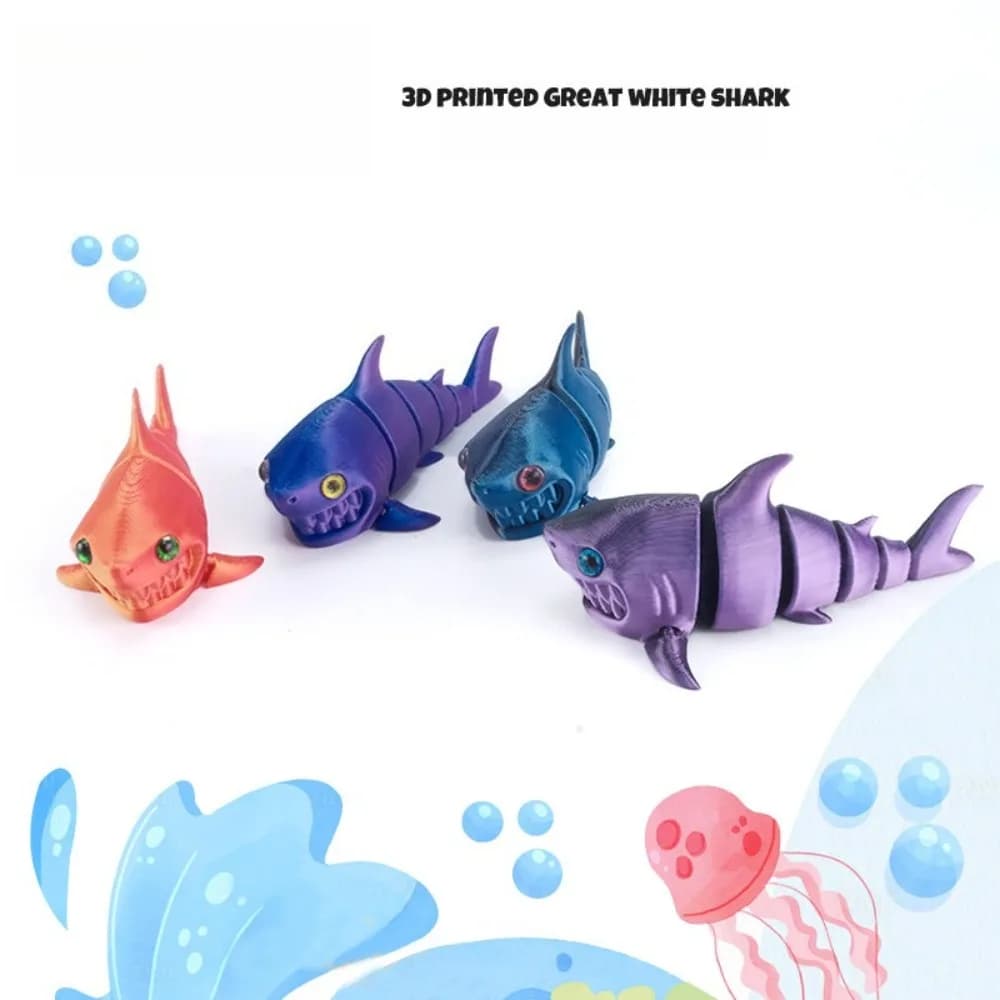 3D stampato grandi squali bianchi giocattoli animali multi-giunto mobili action figure giocattoli agitati regali per bambini decorazione del soggiorno