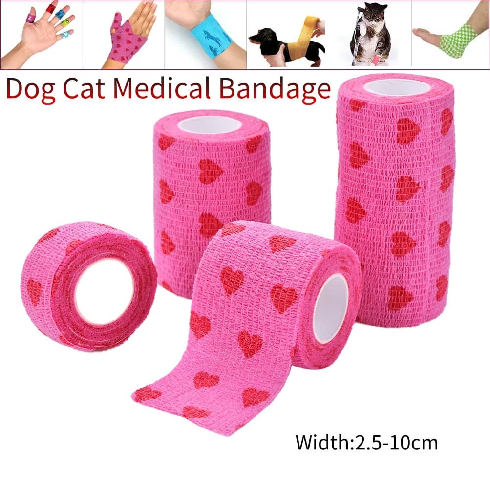 Benda Elastica Traspirante per Cani e Gatti, Nastro Adesivo Non Tessuto per Ferite, Nastro Sportivo Retrattile per Esterni, Accessori per Cani