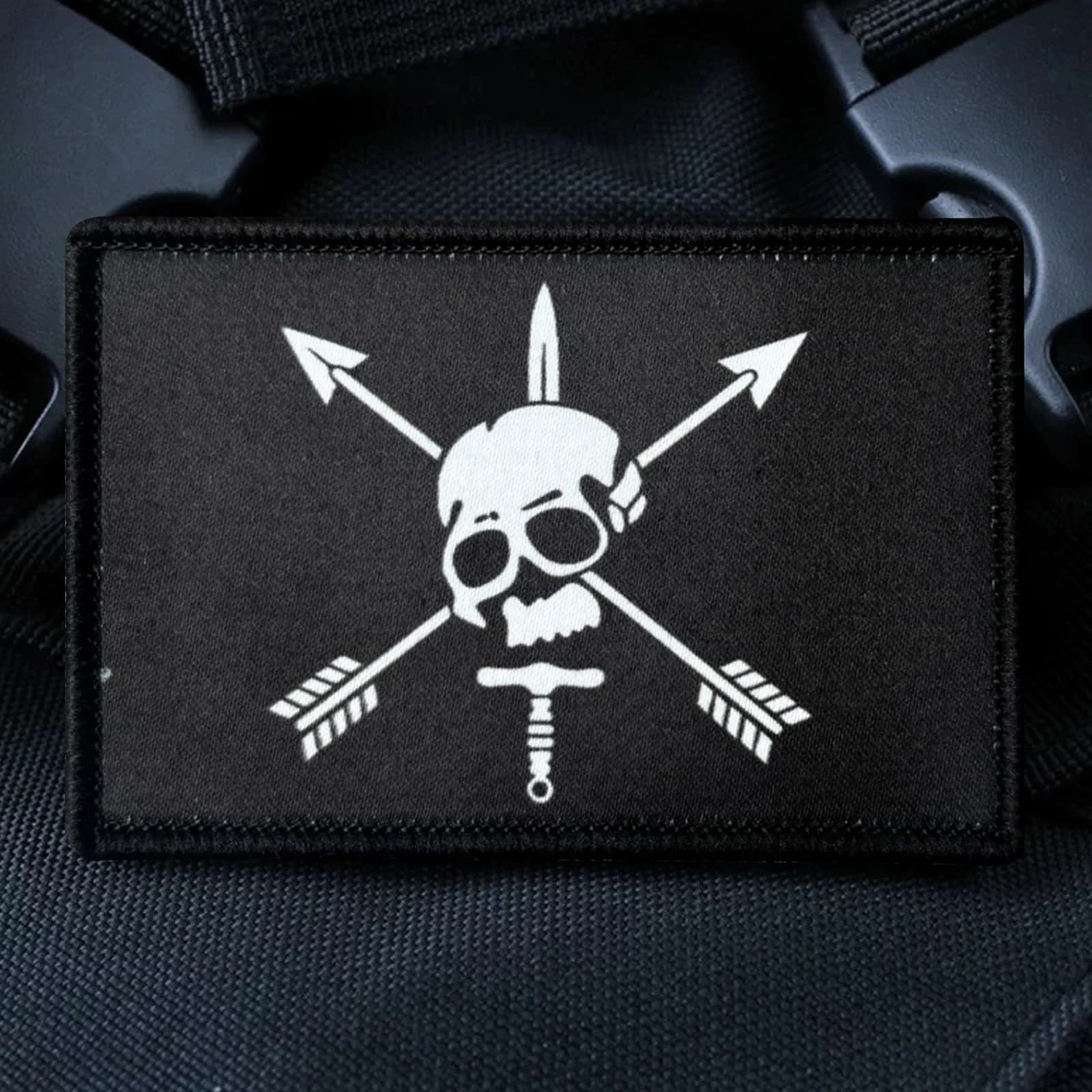 Skull Crossed Arrows Patch Tactical Morale Printed Hook and Loop Military Badge for Backpack Vest Jacket Clothing