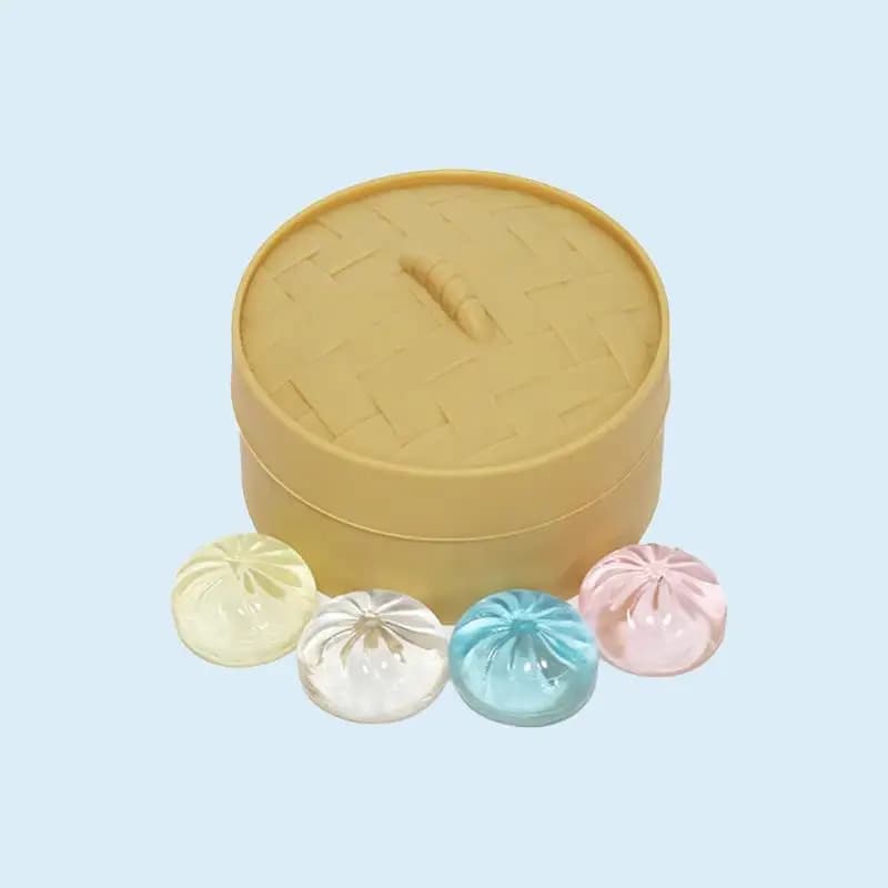 Mini Squishy Steamed Bun Fidget Toy Trasparente con Glitter Antistress Giocattolo da Spremere per Bambini e Adulti Giocattoli Sensoriali Antistress per le Mani