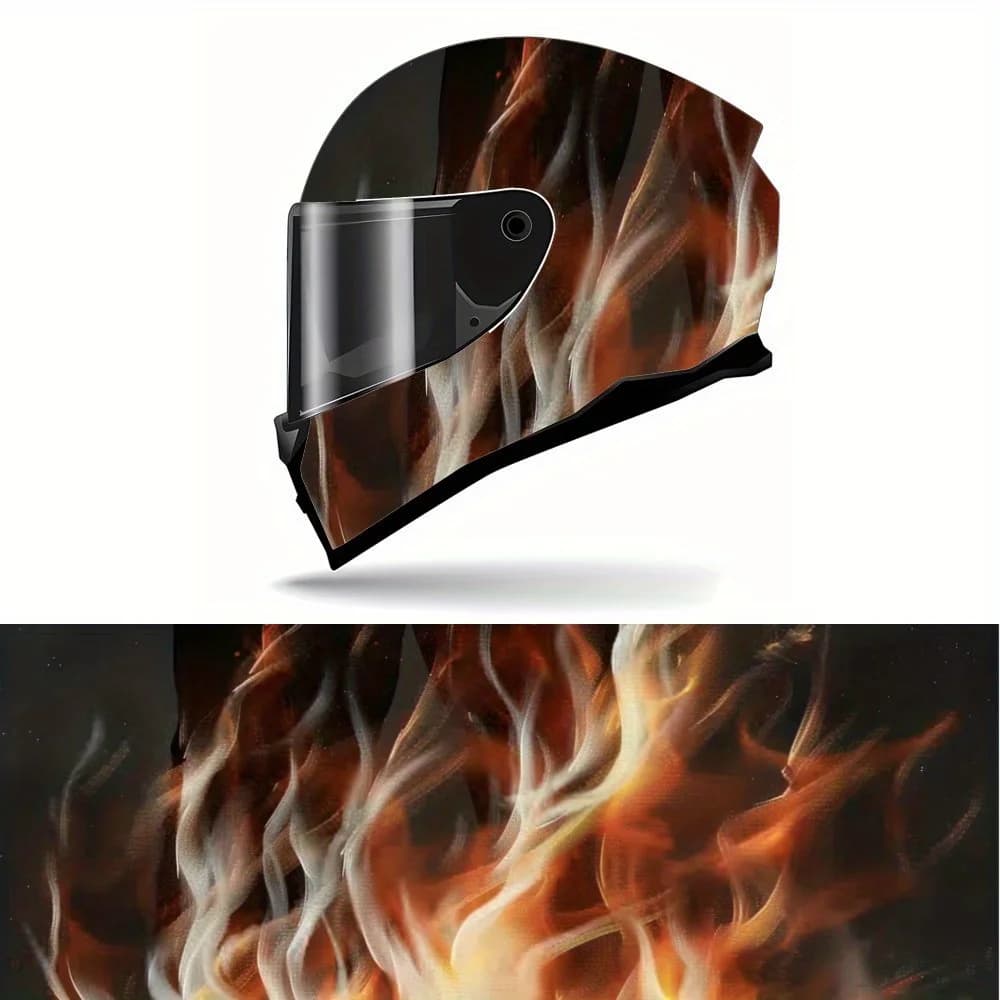 Adesivo per pittura per casco con fiamma ardente - Toppa in PVC impermeabile e resistente ai graffi per casco da corsa motociclistico, estetica artistica