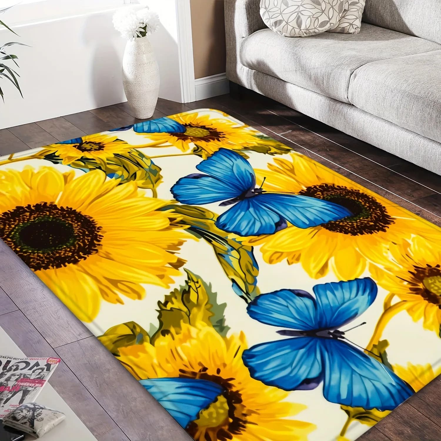 1PC Tappeto da cucina modello girasole Tappetini antiscivolo per porta di casa Tappeto da bagno design pop Tappetino da bagno Tappeto per la casa Lavanderia Decor