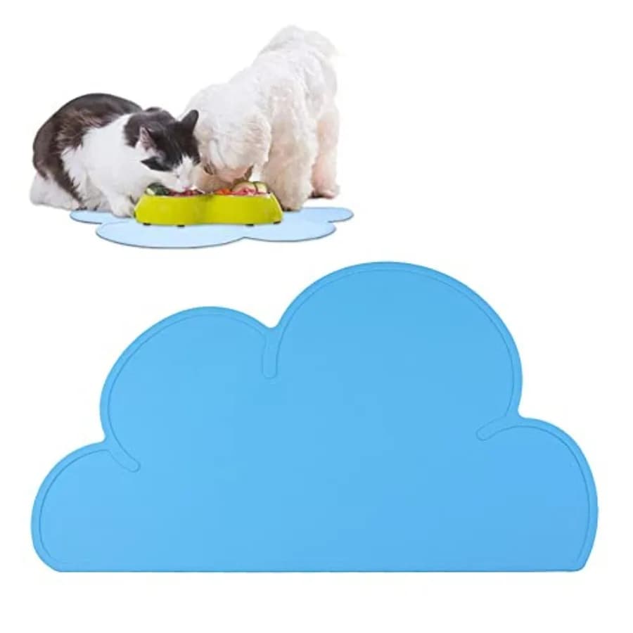 Dog Food Mat, Waterproof Dog Bowl Mat, Silicone Pet Feeding Mat for Food and Water Bowls, Nonslip Cats and Dogs Food Placemat T