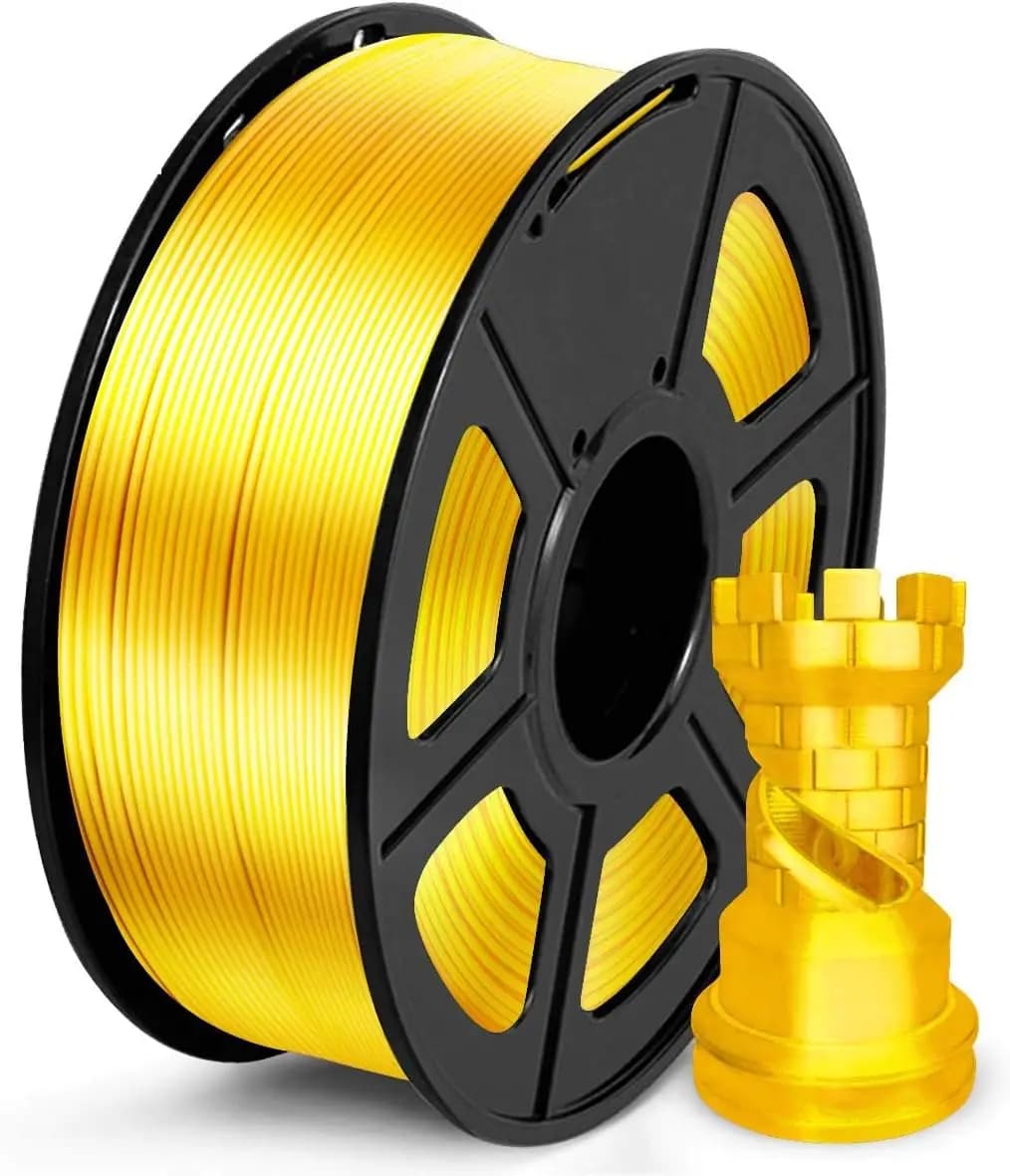 Filament PLA Silk 1.75mm, Filament PLA Gloss for 3D Printer, Precise Wrap, Dimensional Accuracy +/- 0.02mm, Gold