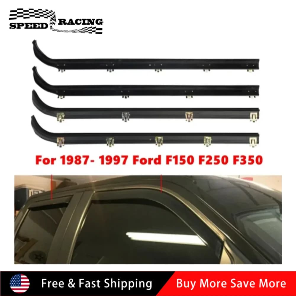 E7TZ1521453A F2TZ1521456A F2TZ1521457A 4 pezzi Kit guarnizioni per cintura di tenuta per porte anteriori e finestre per Ford F250 F350 Nero 1987-1997