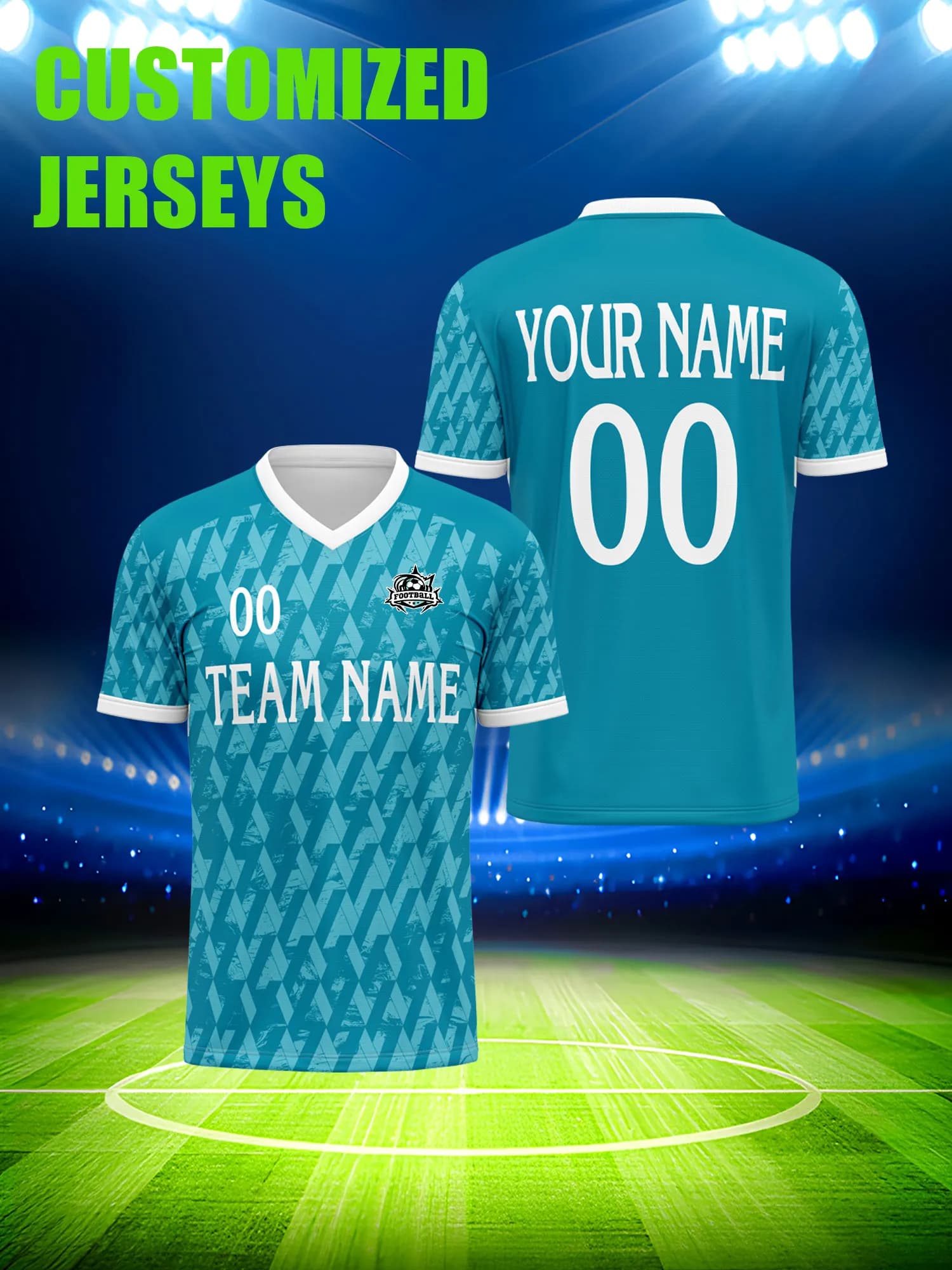 Customized Football Mesh with Image, Number and Name Customized, Custom Colored Fan Mesh