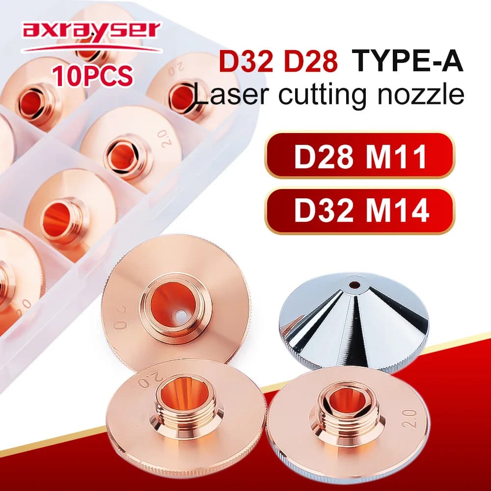 10 Pezzi Ugelli Laser D28 M11 D32 M14 a Singolo o Doppio Strato Cromati per Macchine da Taglio Laser BOCHU Raytools Bodor