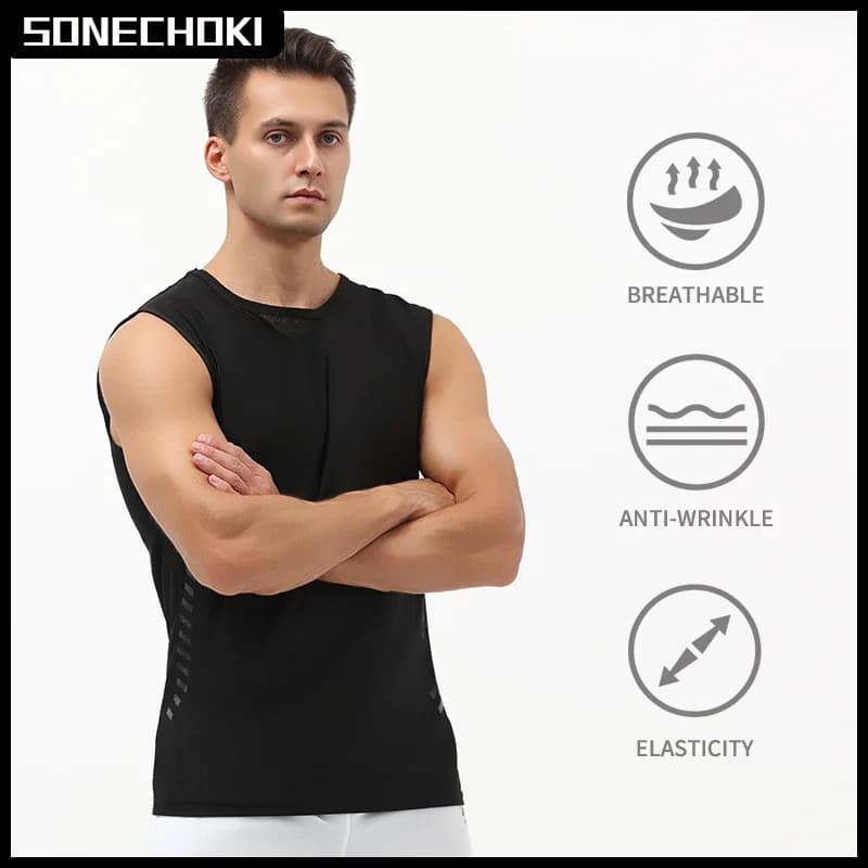 Canotta da Corsa Uomo, Maglia Senza Maniche Larga, Top Sportivo da Palestra per Fitness e Basket Maschile