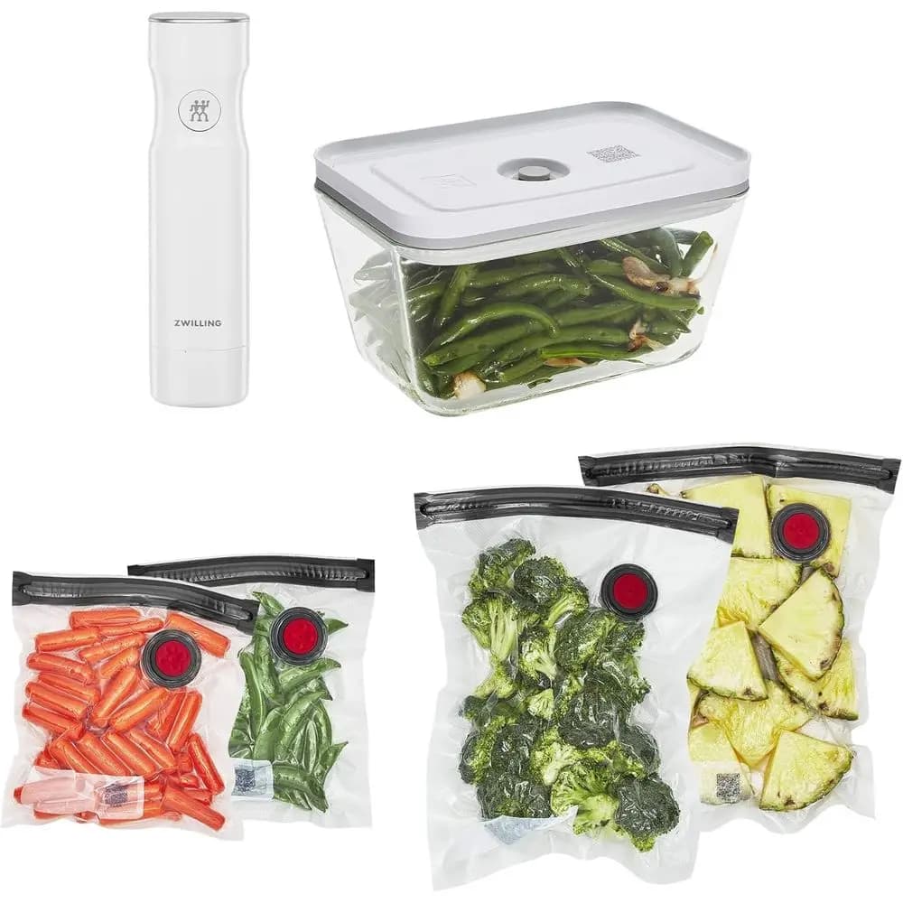 Kit iniziale per sottovuoto con contenitori in vetro ermetici, sacchetti per sous vide e accessori per la preparazione dei pasti