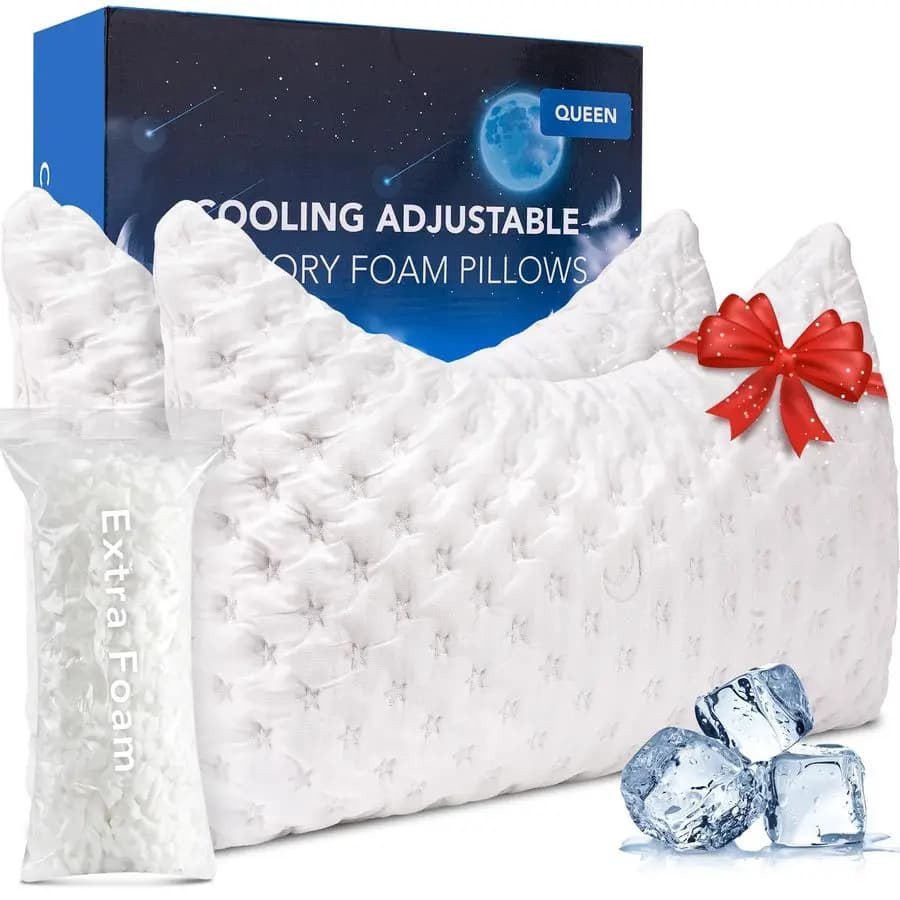 Cuscino per Dormire sul Fianco per Dolori al Collo e alle Spalle, Set di 2 Cuscini da Letto Curvi in Memory Foam Sminuzzato di Lusso, Regolabili