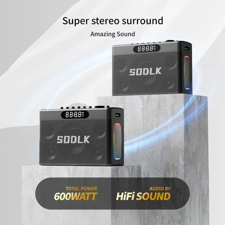 S1127 PLUS 300W Macchina per karaoke Altoparlante portatile esterno con 2 microfoni wireless Supporto AUX MIC OTG Trasmissione in diretta