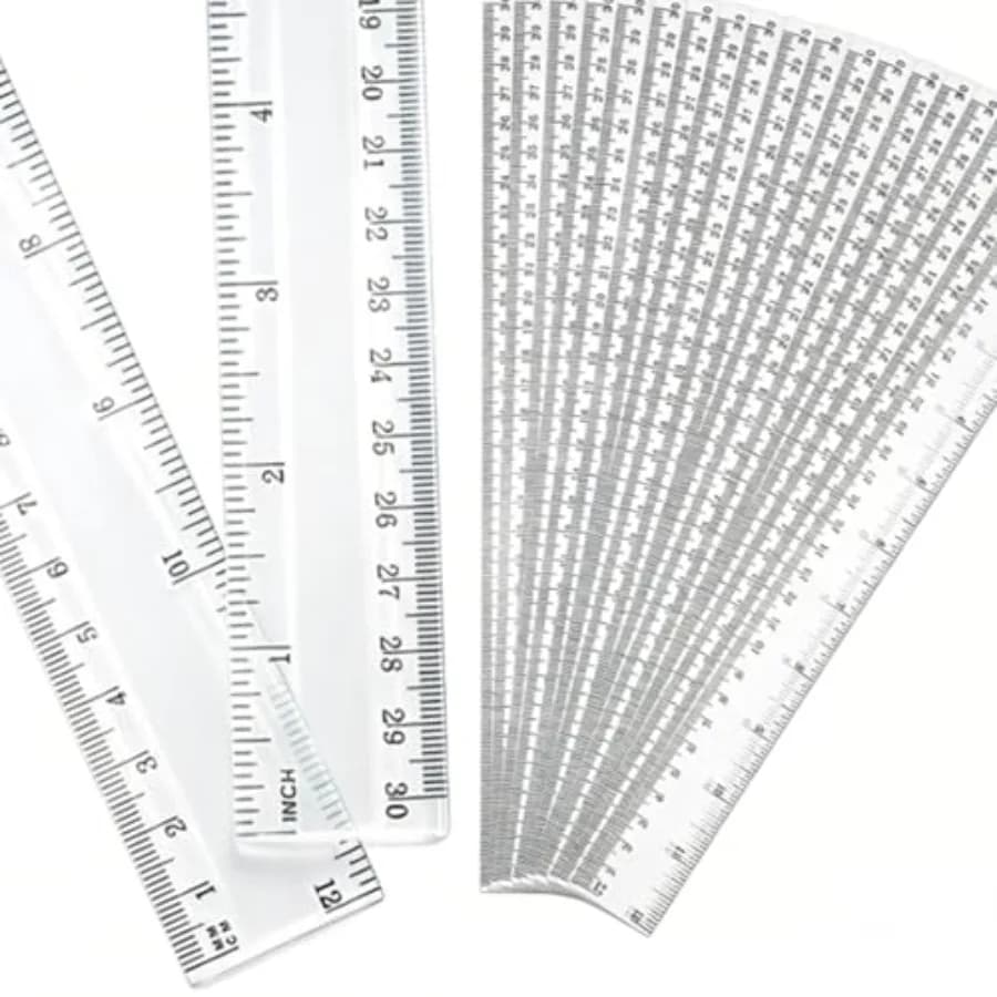 Pack 12 Inch Plastic Rulers Bulk, Easy-to-Read Straight Edge Rulers with Inch and Metric for Office, Back to School Supplies