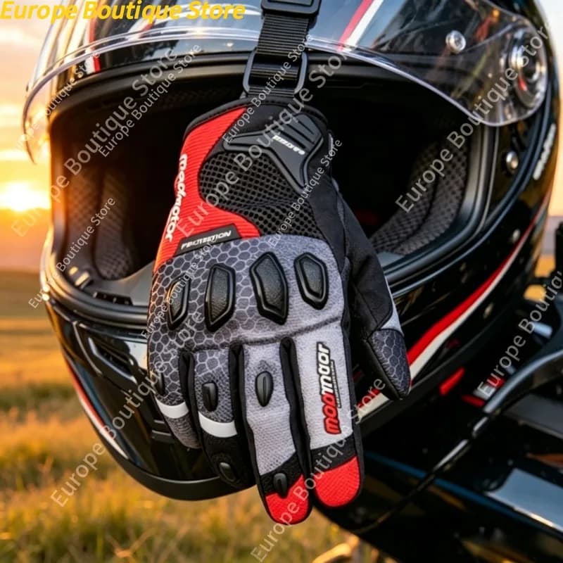 Guanti da moto Madmotor anti-caduta e antiurto, a dita intere, traspiranti, per tutte le stagioni, per uomo e donna