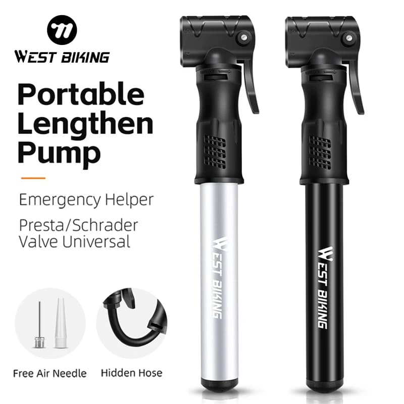 WEST BIKING Portable MTB Bike Pump Mini Cycling Tire Ballon Inflator Hand Air Pump accessori per biciclette Mountain Road Bike Pump