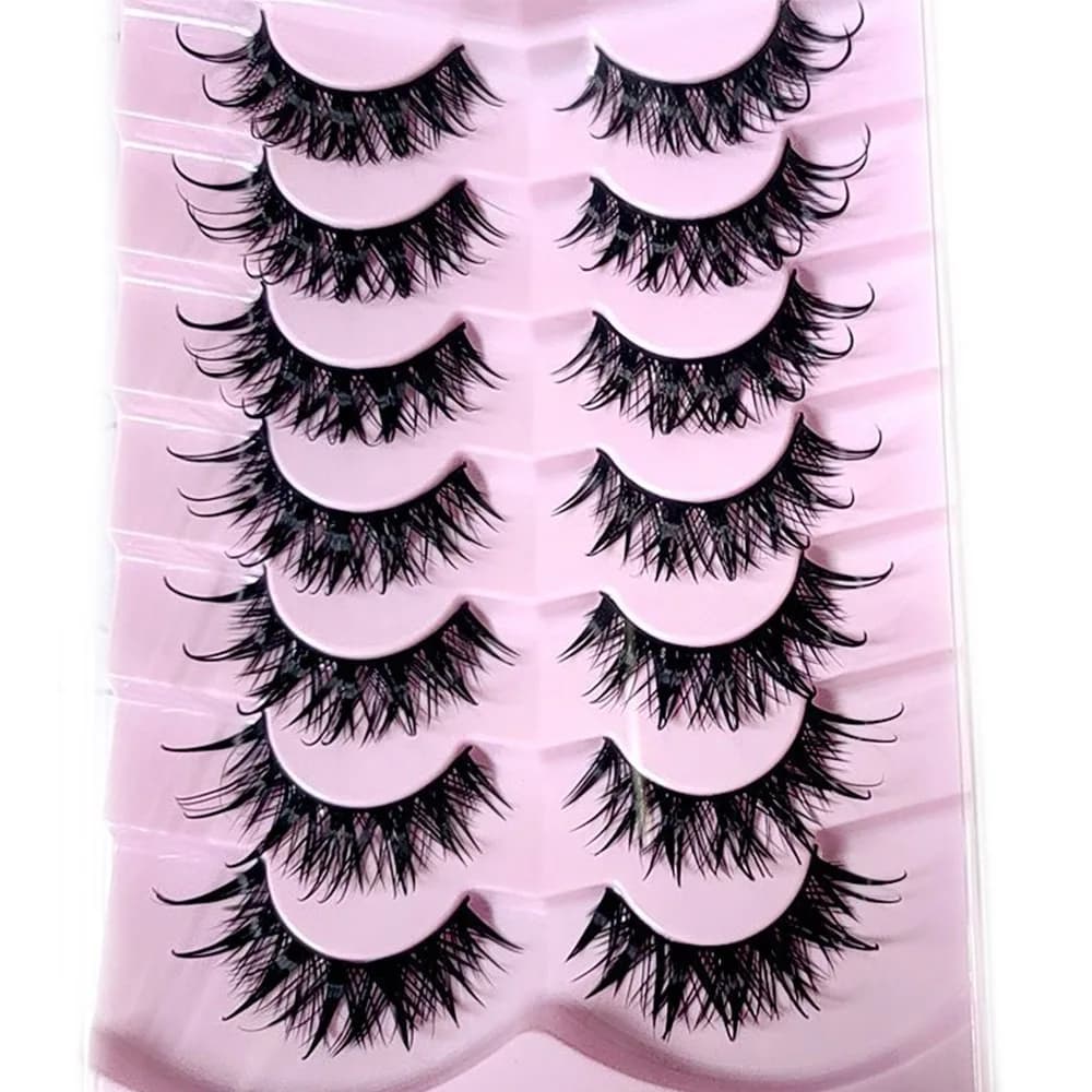 Ciglia Finte Effetto Umido Wispy Cruelty-Free, Curvatura D, Ciglia Finte Voluminose Fata Effect, Spigolate Drammatiche Tips, Trucco Donna