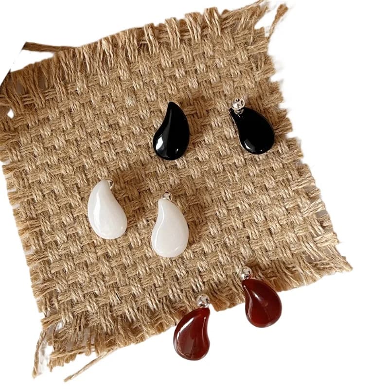 Orecchini pendenti in pietra naturale con agata rossa, agata bianca, agata nera, semplici e alla moda