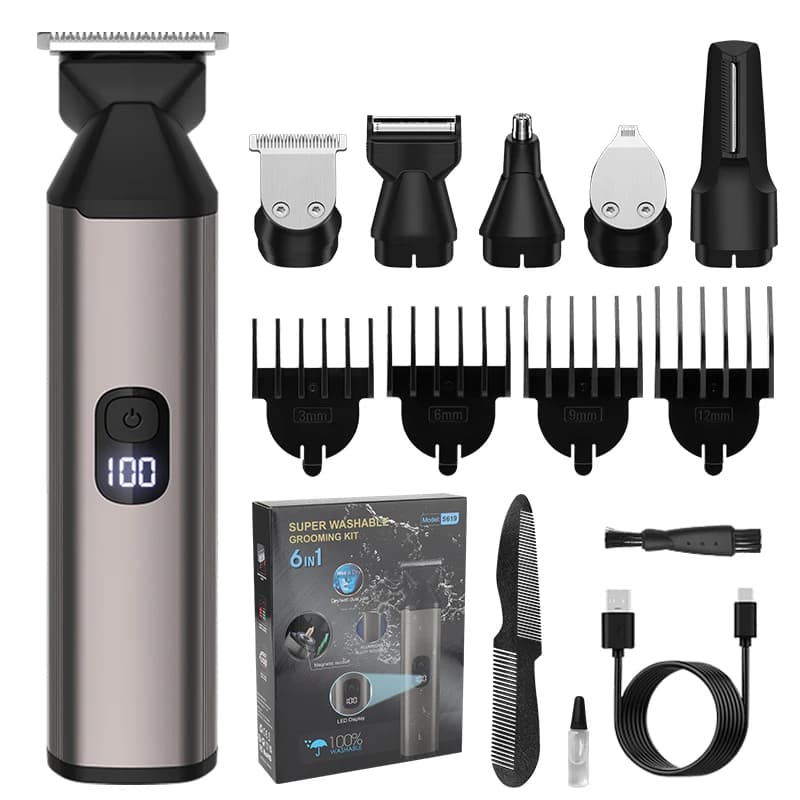 RESUXI 6 in 1 Set tagliacapelli multifunzione Rasoio elettrico Tagliacapelli Strumenti di bellezza da uomo Macchine per tagliare i capelli Rasoio