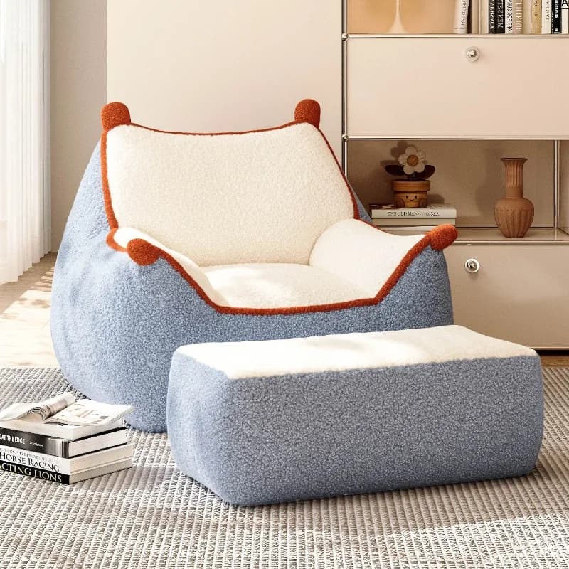Single Room Chinchilla Chinchilla Nordic Bag, Reclinable for Sleeping, with Back, for Bedroom and Balcony, Relax and Rest