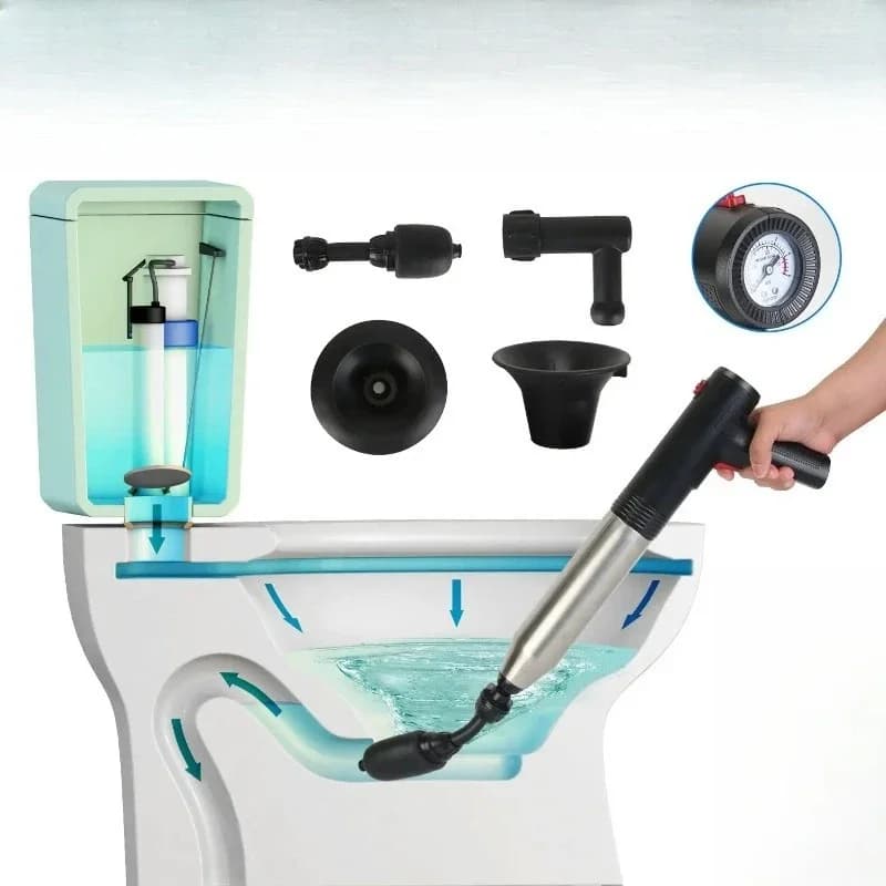Sifone per pavimento bagno, scarico lavello cucina, tubo di scarico elettrico ad alta pressione, sturalavandini WC, display pressione in tempo reale
