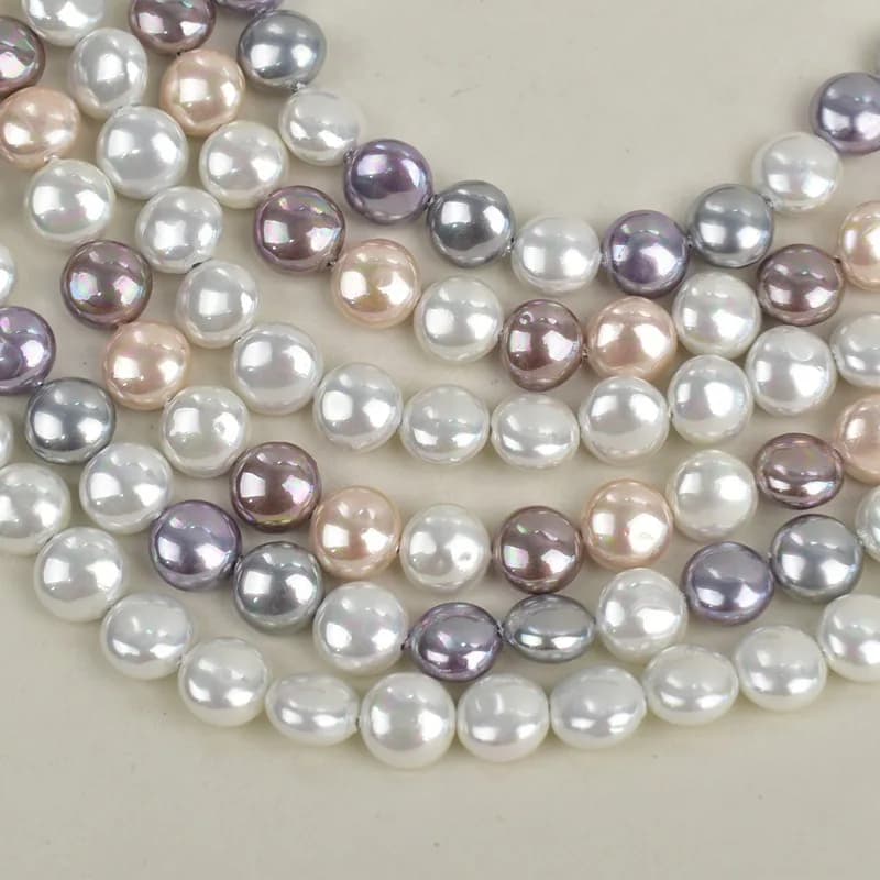 Perle d'imitazione di conchiglie colorate da 10 mm Perline distanziatrici sciolte di conchiglia naturale per la creazione di gioielli Accessorio per orecchini braccialetti con ciondoli fai-da-te