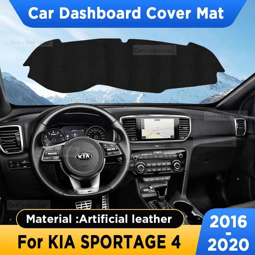 Per KIA SPORTAGE 4 2016-2020 2019 Cruscotto Auto Copertura Zerbino Parasole Pad In Pelle Artificiale Tappeto Pannello Zerbino Tappeti Accessori