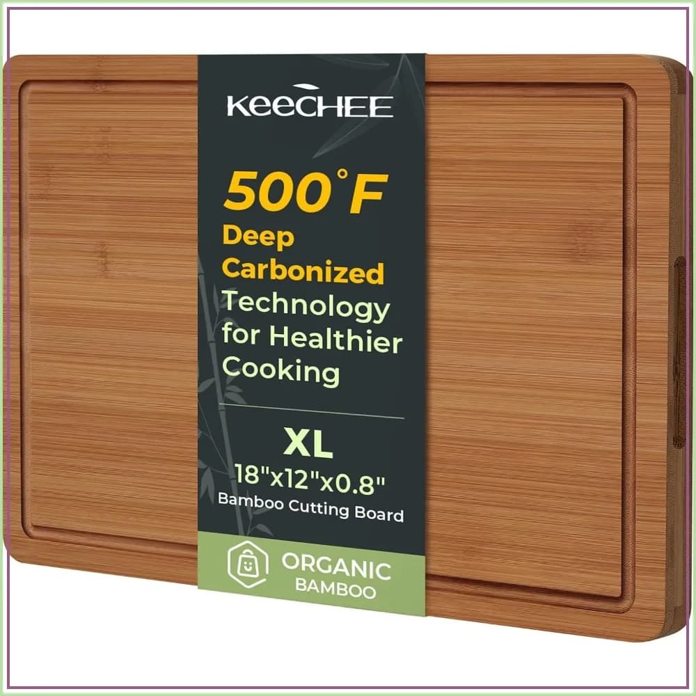 Extra Large 18" Bamboo Cutting Board with Juice Groove & Handles, Wooden Chopping Board for Meat, Cheese, Fruit & Vegetables