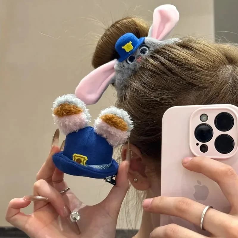 Fascette per capelli in peluche Disney Zootopia Judy, fermagli creativi a forma di cartone animato, clip laterali per frangia, regalo a sorpresa di Natale/compleanno per ragazze