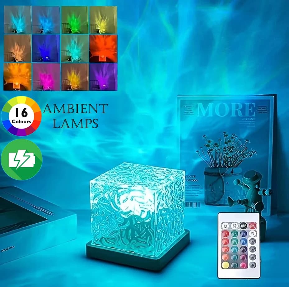 Nuovo RGB 16 colori luce notturna lampada di proiezione remota delle onde dell'oceano Aurora luci del proiettore decorazioni per la casa luce notturna da tavolo ricaricabile