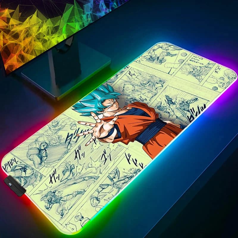 Mouse Mat RGB Dragon Ball Keyboard Cover Print HD Mouse Mat LED Light E-sport Mouse Mat Computer DBZ Gamer Glow Long New Desk Mat