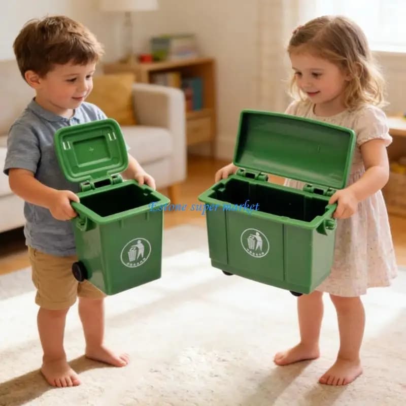 090B 2Pcs Miniature Waste Baskets Figurine for 1/12 Doll House Arrangement Kids Role Play Game Toy Craft Project Accessories