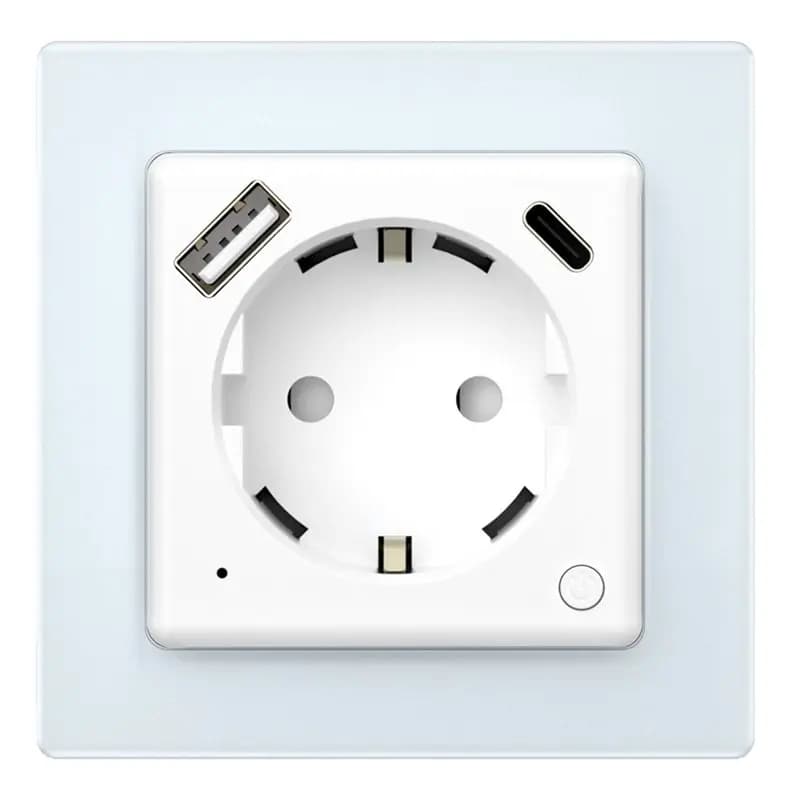 WiFi AB33-Tuya Smart Wall Clamp with Quick USB/Type-C PD20W Charging Compatible with Alexa and Google Home, Spina EU